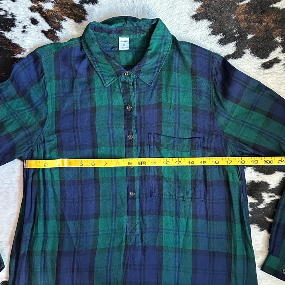 Old Navy Green and Blue Plaid 3/4 Sleeve Shirt Dress Size Medium - Picture 5 of 8